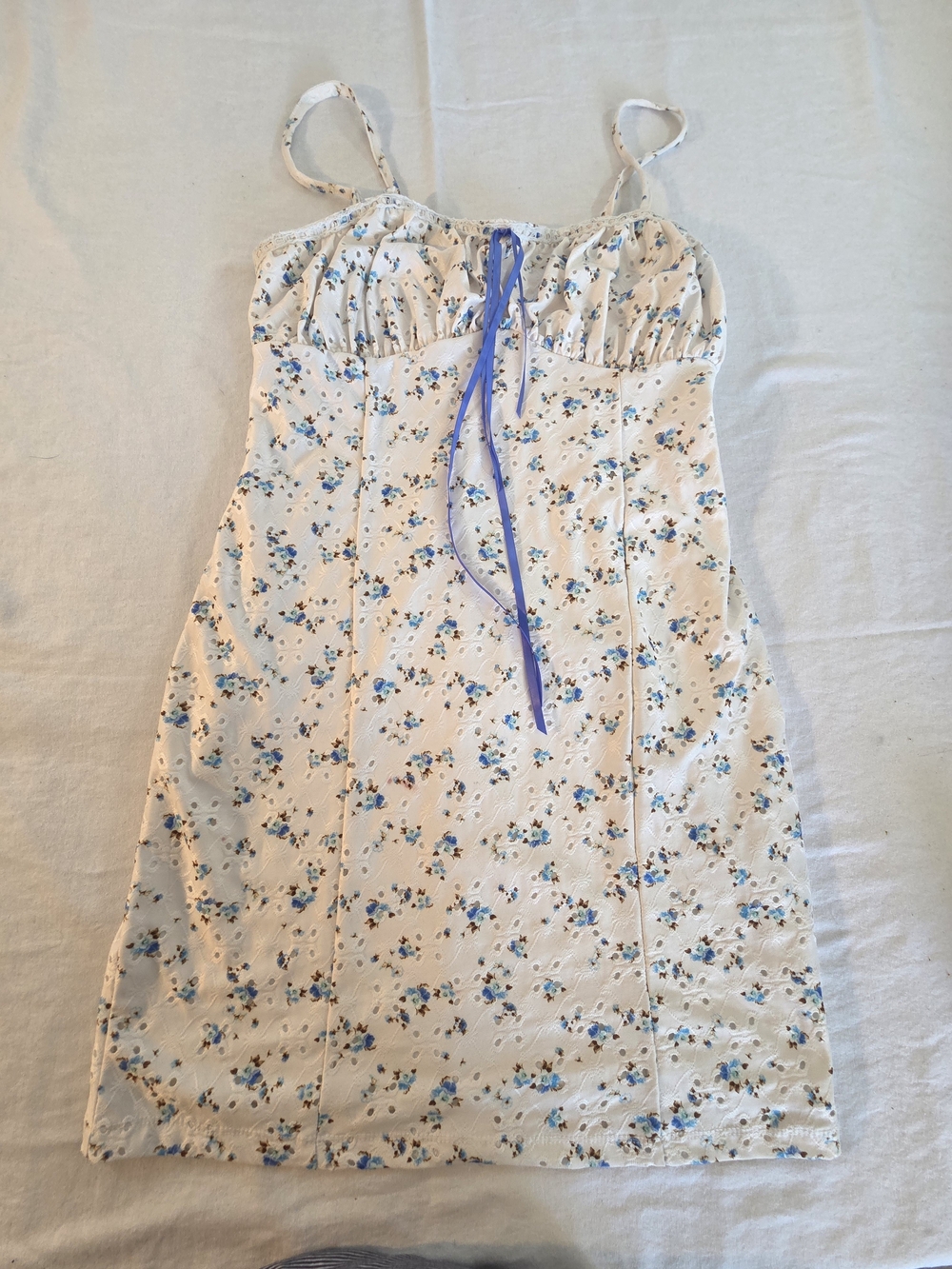 Heart & Heels Women's Floral Slip Dress with Blue Ribbon